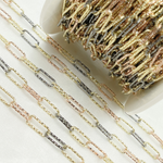 Load image into Gallery viewer, 925 Sterling Silver Tri-color Diamond Cut Paperclip Chain. V8GBR
