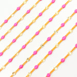 Load image into Gallery viewer, Gold Filled Pink Color Enamel Marina Link Chain
