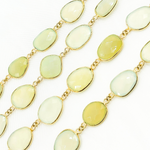 Load image into Gallery viewer, Chalcedony Organic Shape Gold Plated Wire Chain. PCL3
