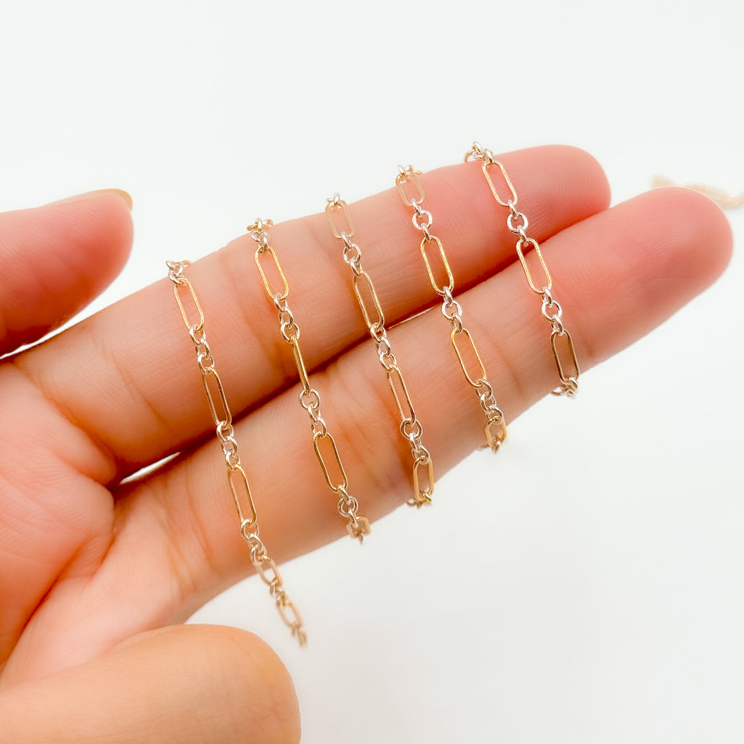 XM510TT. 1 Gold Filled Long & 3 Sterling Silver Short Link Chain