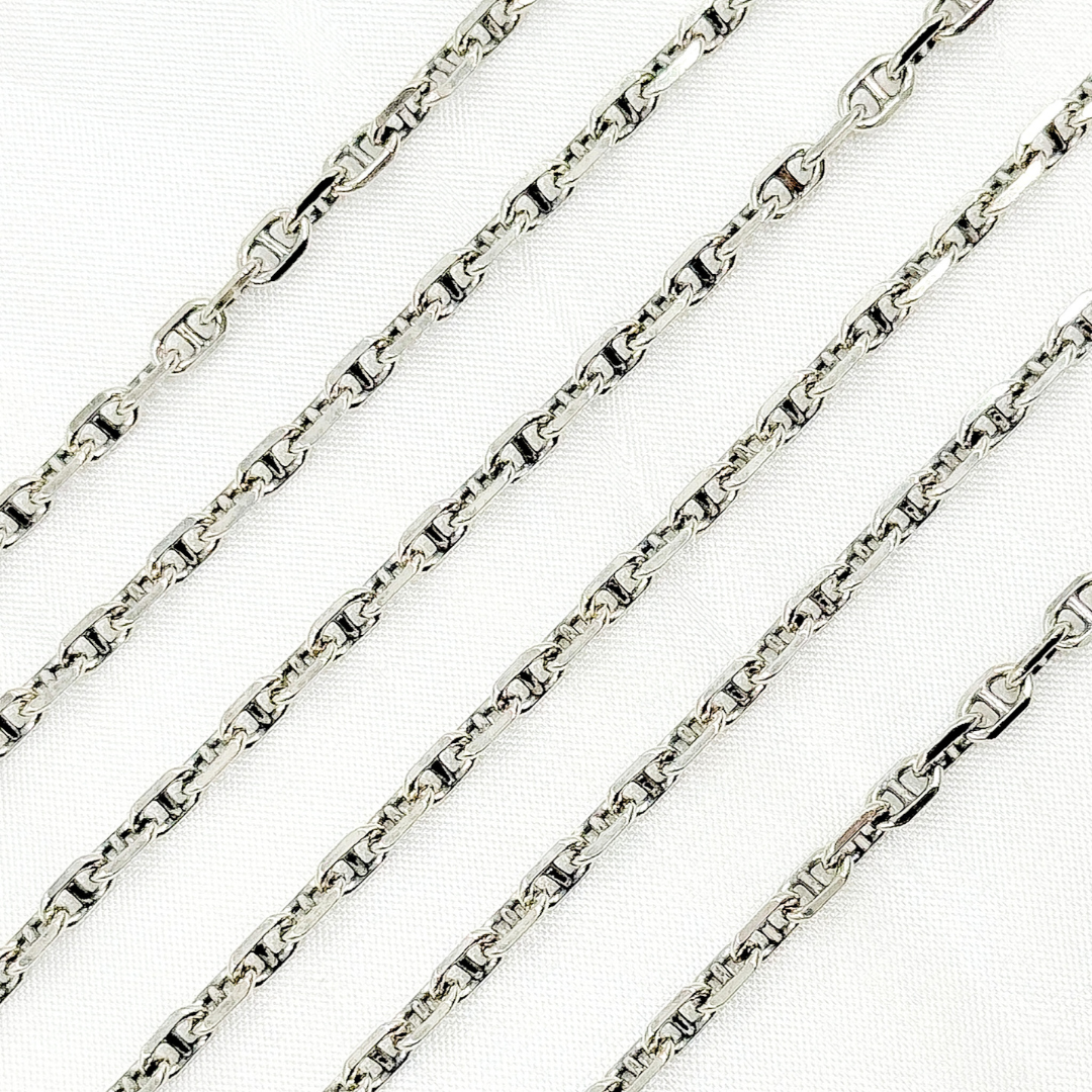 Oxidized Sterling Silver Diamond Cut Marina Chain