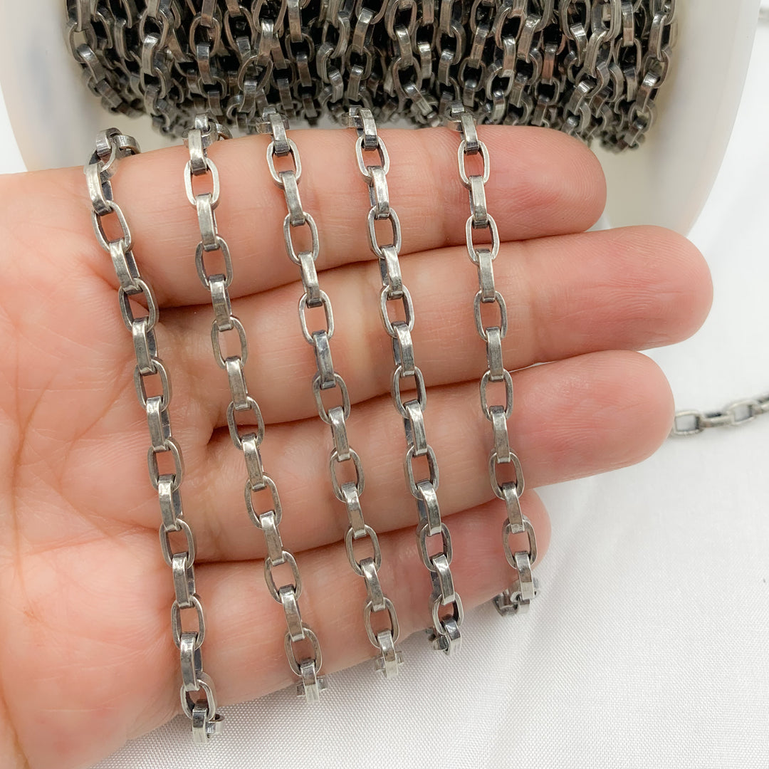 642506OX. Oxidized Sterling Silver Flat Box Chain