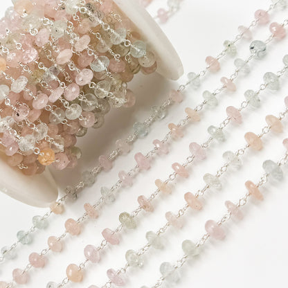 Multi Aquamarine Sterling Silver Wire Chain