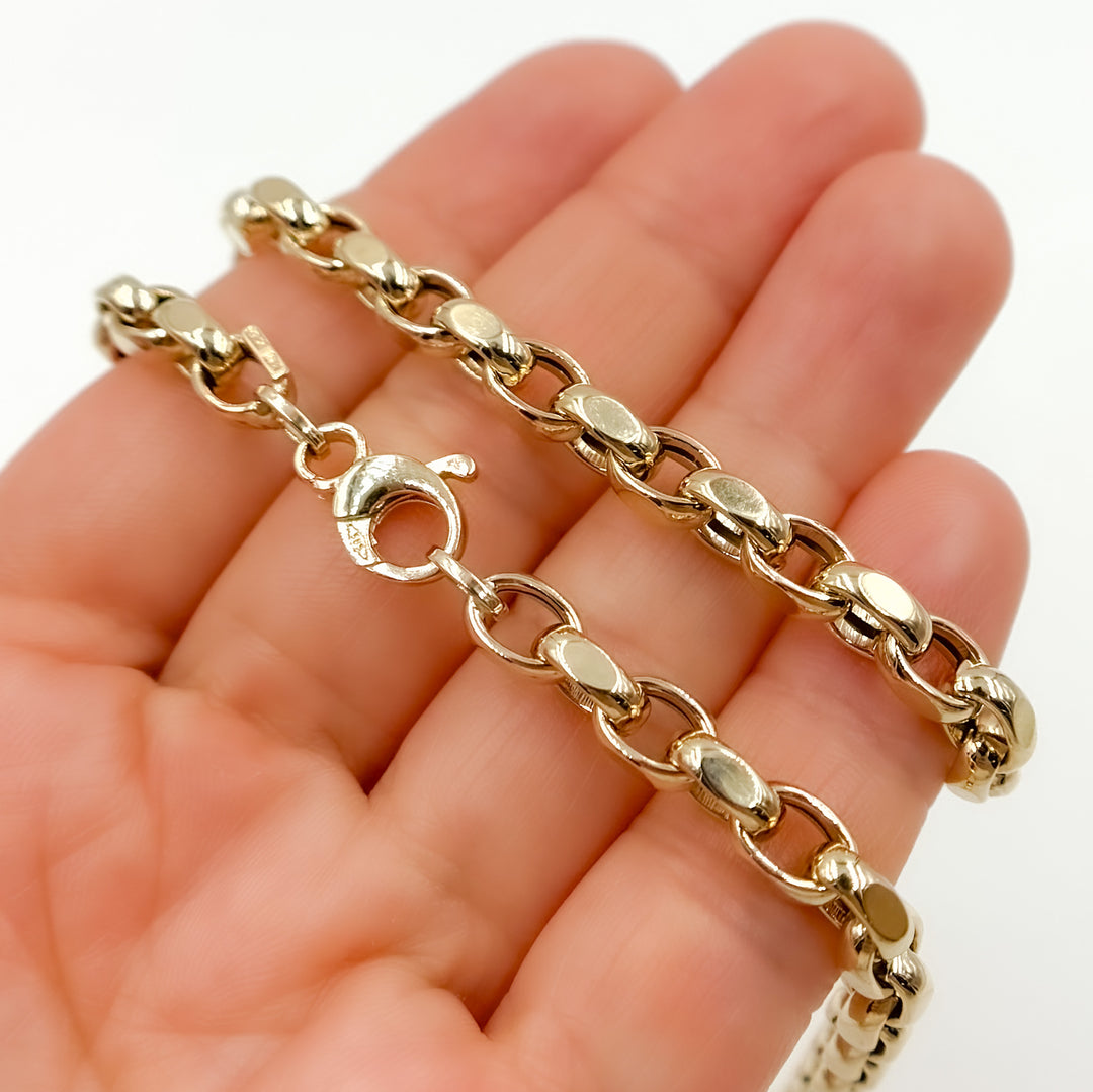 568/A136. 14K Solid Gold Hollow Cable Link Chain