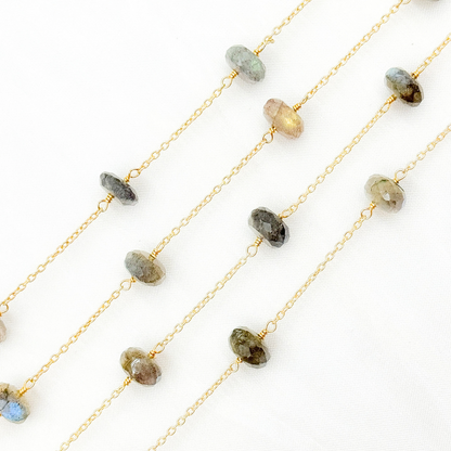 Labradorite Gold Plated Wire Chain.
