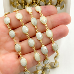 Load image into Gallery viewer, SIL6. Silverite Oval Shape Bezel Gold Plated 925 Sterling Silver Wire Chain