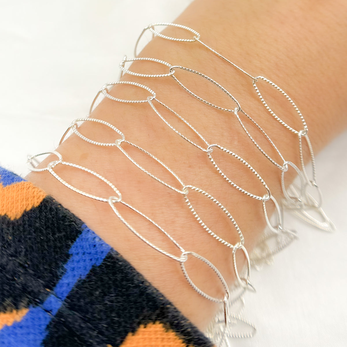 Sterling Silver Twisted Oval Link Cable Chain