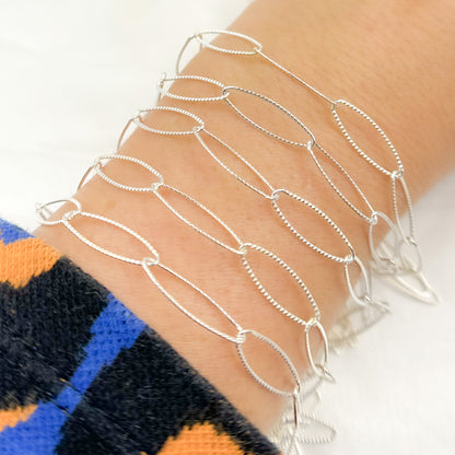 Sterling Silver Twisted Oval Link Cable Chain