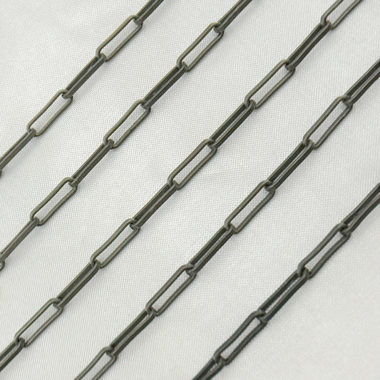 Black Rhodium Matte Sterling Silver Flat Paperclip Chain