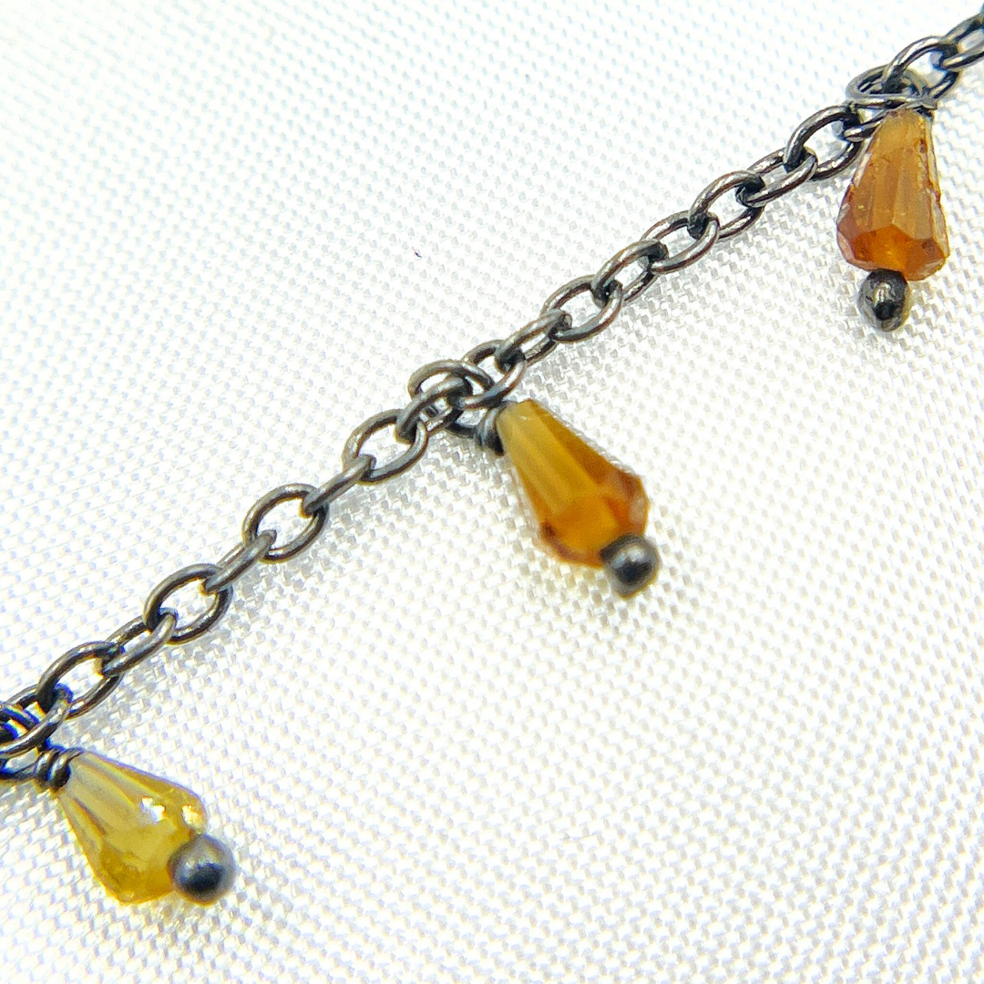 Multi Tourmaline Drop Dangle Oxidized Wire Chain.