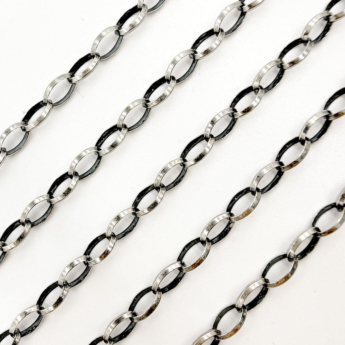 Oxidized Sterling Silver Marquise Shape Link Chain
