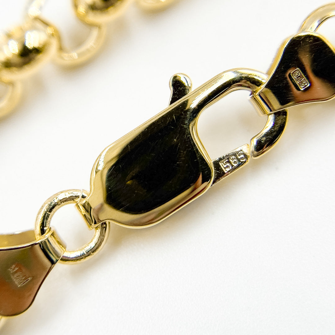 000HVR0534000. 14K Solid Yellow Gold Round Rolo Hollow Chain Necklace