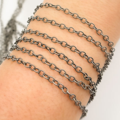 Oxidized Sterling Silver Twisted Cable Link Chain