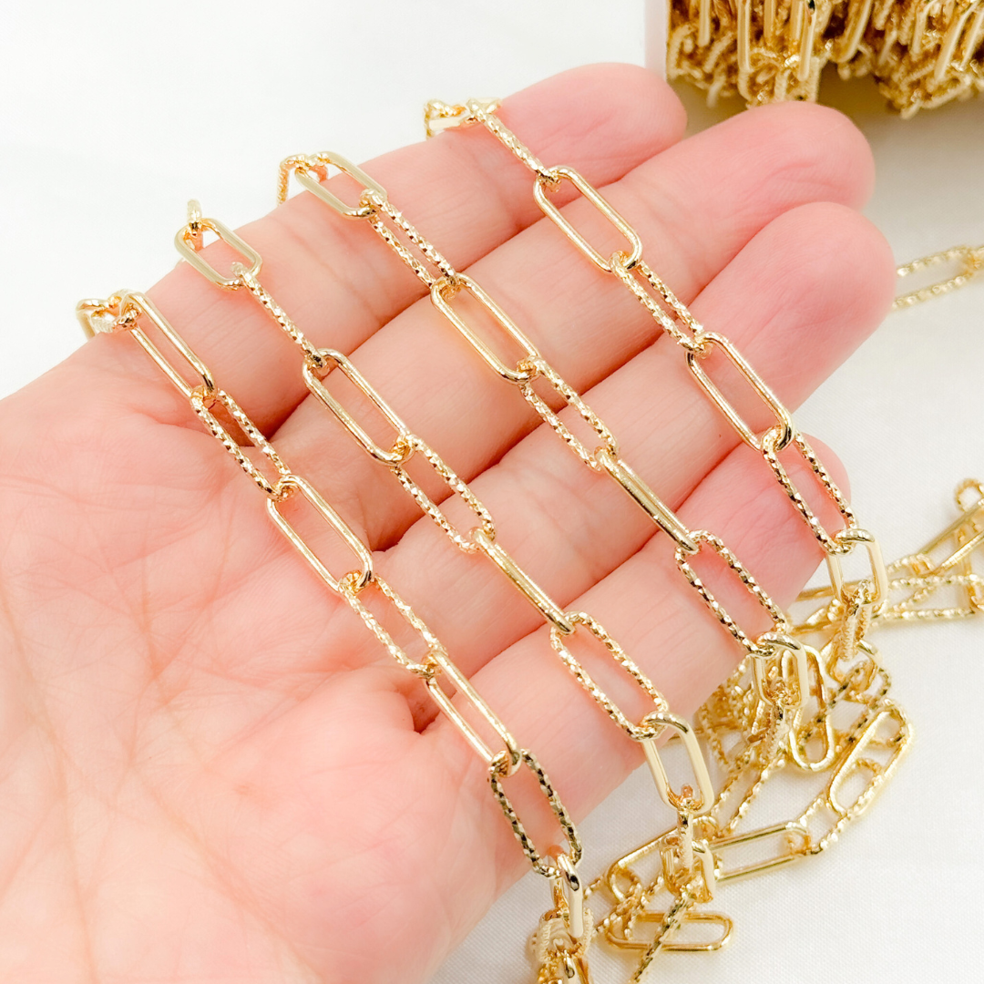 Gold Plated 925 Sterling Silver Paperclip Link Chain. 