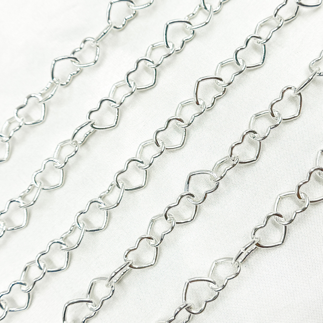1408SS. Sterling Silver Smooth Heart Chain