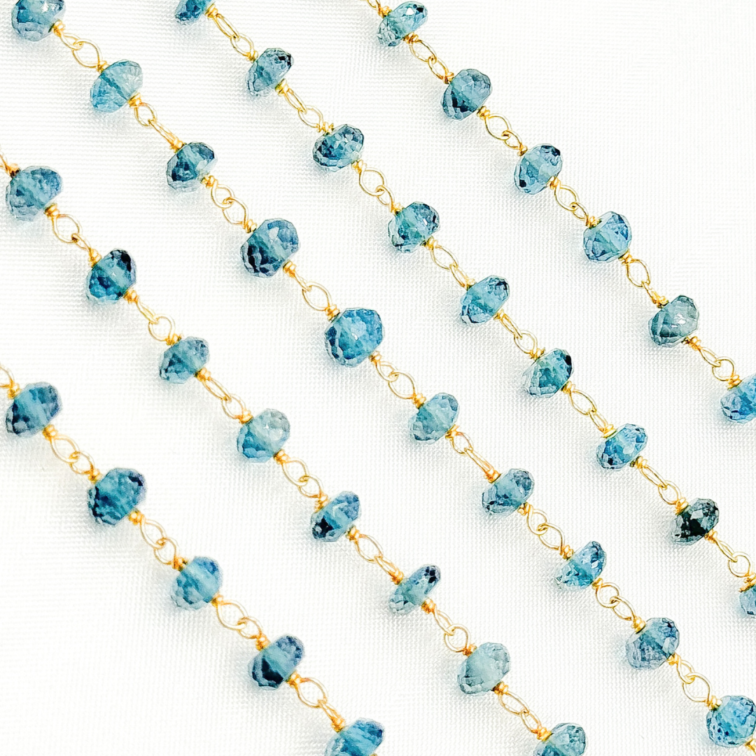 London Blue Topaz Gold Plated 925 Sterling Silver Wire Chain.
