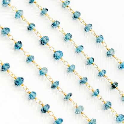 London Blue Topaz Gold Plated 925 Sterling Silver Wire Chain.