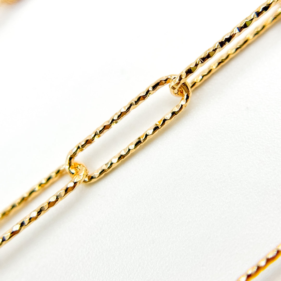 V313GF. 14K Gold Filled Diamond Cut Paperclip Chain