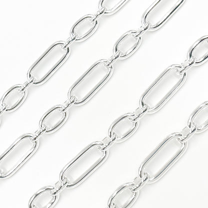 Sterling Silver Smooth Long and Short Link Chain