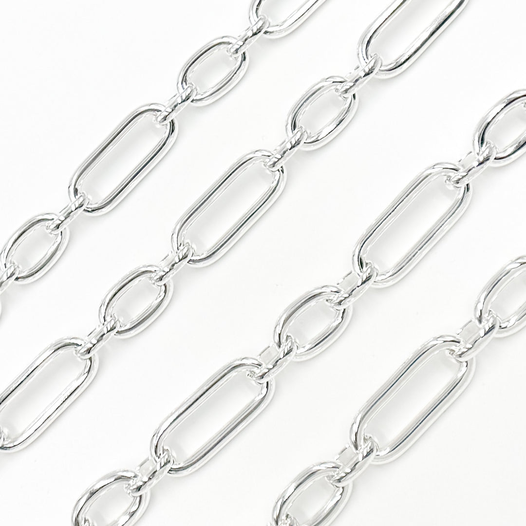 Sterling Silver Smooth Long and Short Link Chain