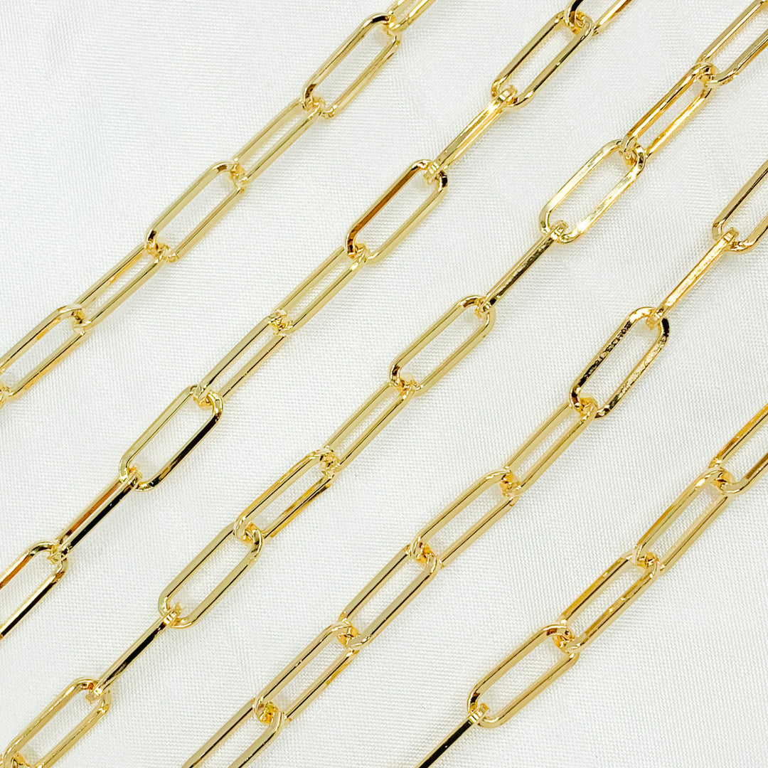 Gold Plated 925 Sterling Silver Flat Paperclip Chain. V12GP