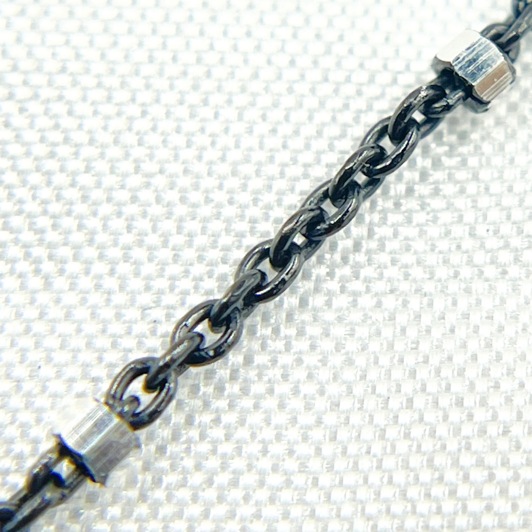 Z36SB2. Oxidized 925 Sterling Silver Satellite Cube Chain