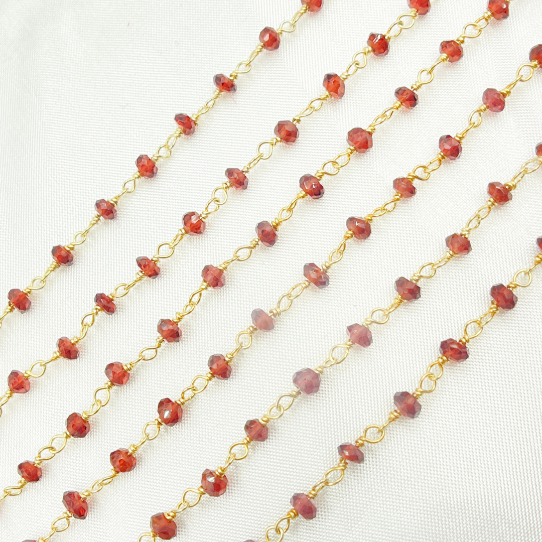 Garnet Wire Wrap Chain made with Gold Plated 925 Sterling Silver.