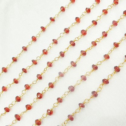 Garnet Wire Wrap Chain made with Gold Plated 925 Sterling Silver.