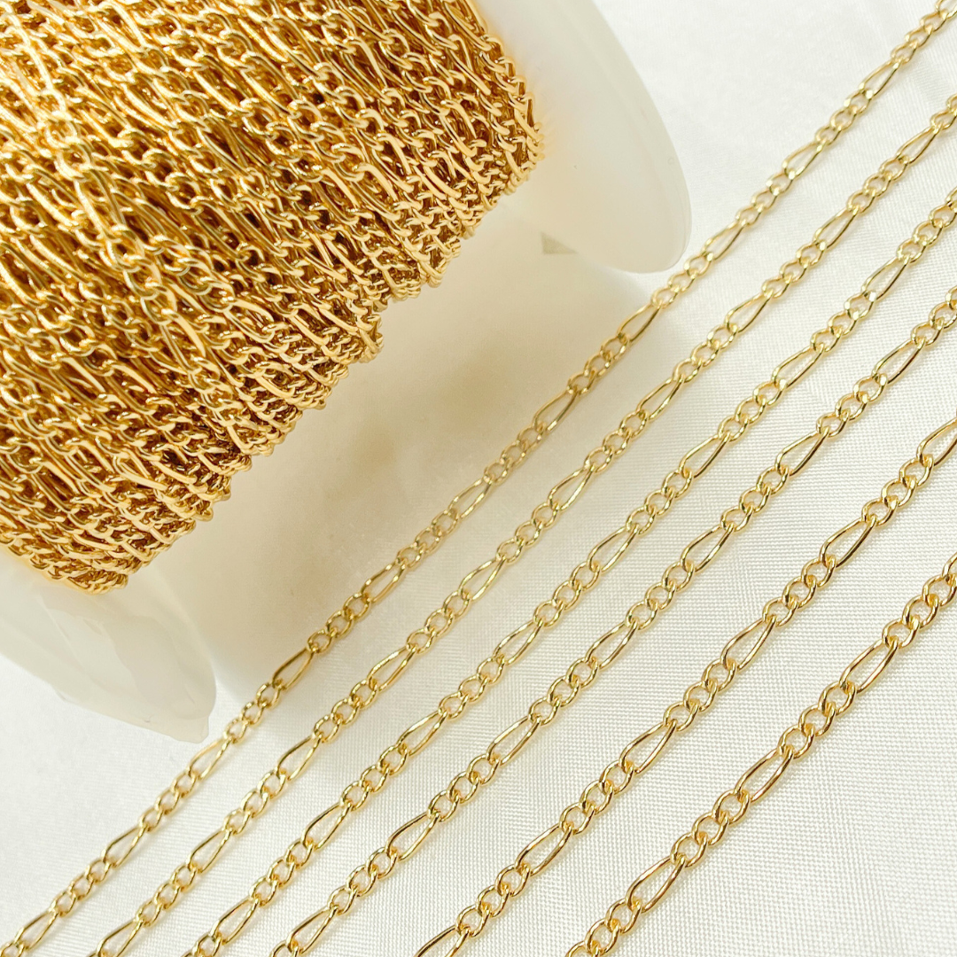 14K Yellow Gold Filled Figaro Style Chain. 2431CHRGF