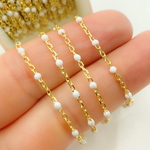 Load image into Gallery viewer, Gold Plated Sterling Silver Cable Chain with White Color Enamel. V203WTGP
