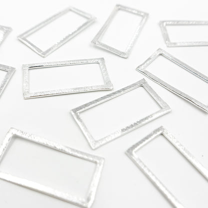 RS2SS. 30MM White Sterling Silver Brushed Rectangle Connector