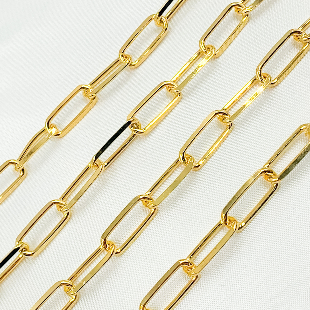 Gold Plated Sterling Silver Diamond Cut Paperclip Chain
