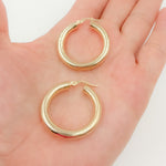 Load image into Gallery viewer, 15850000043. 14K Solid Gold Hollow Smooth Hoop Earrings
