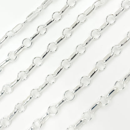 Sterling Silver Oval and Circle Links Cable Chain