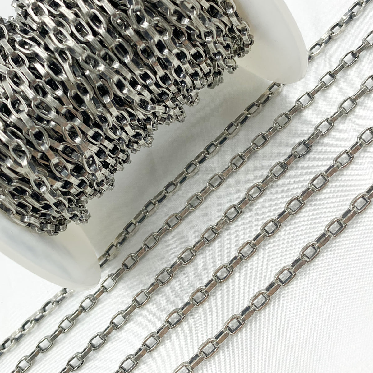 Oxidized Sterling Silver Flat Box Chain