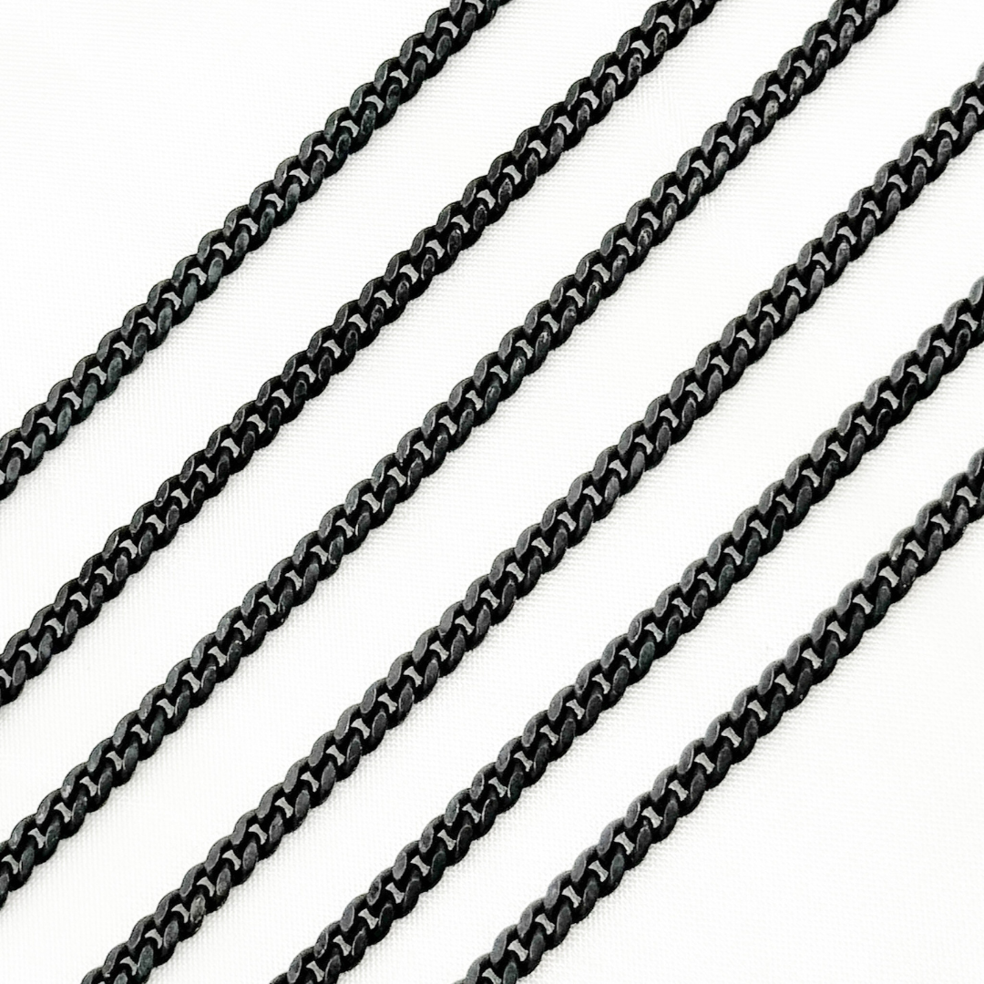 Sterling Silver Black Rhodium Matt Finish Curb Chain