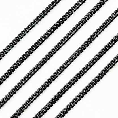 Sterling Silver Black Rhodium Matt Finish Curb Chain