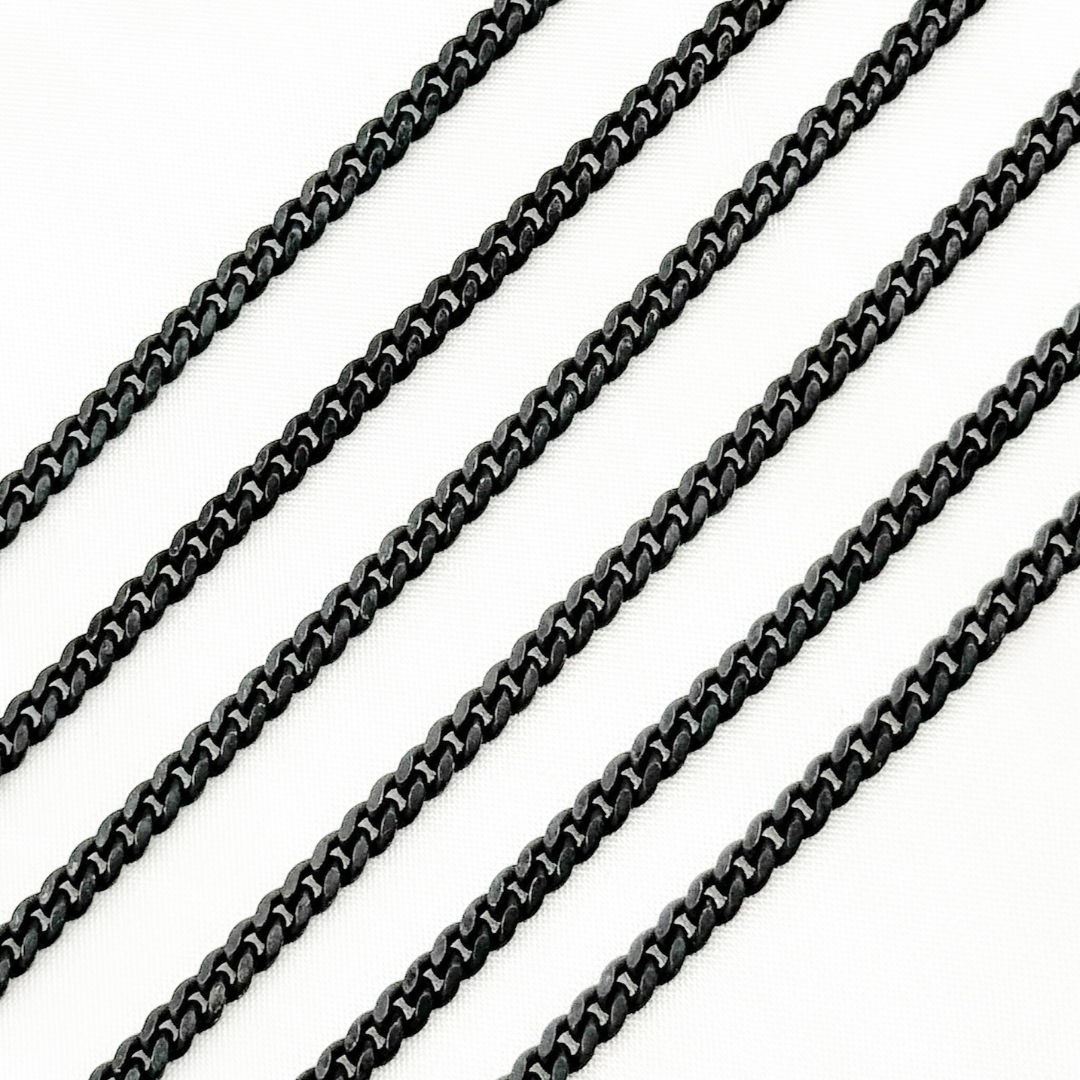 X22BRM.  Sterling Silver Black Rhodium Matt Finish Curb Chain