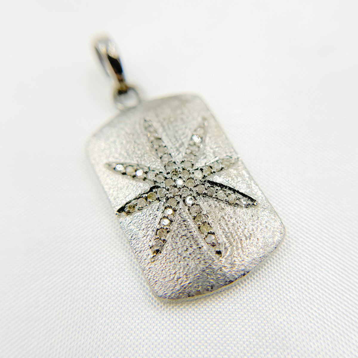 Diamond & Sterling Silver Rectangle Star Pendant