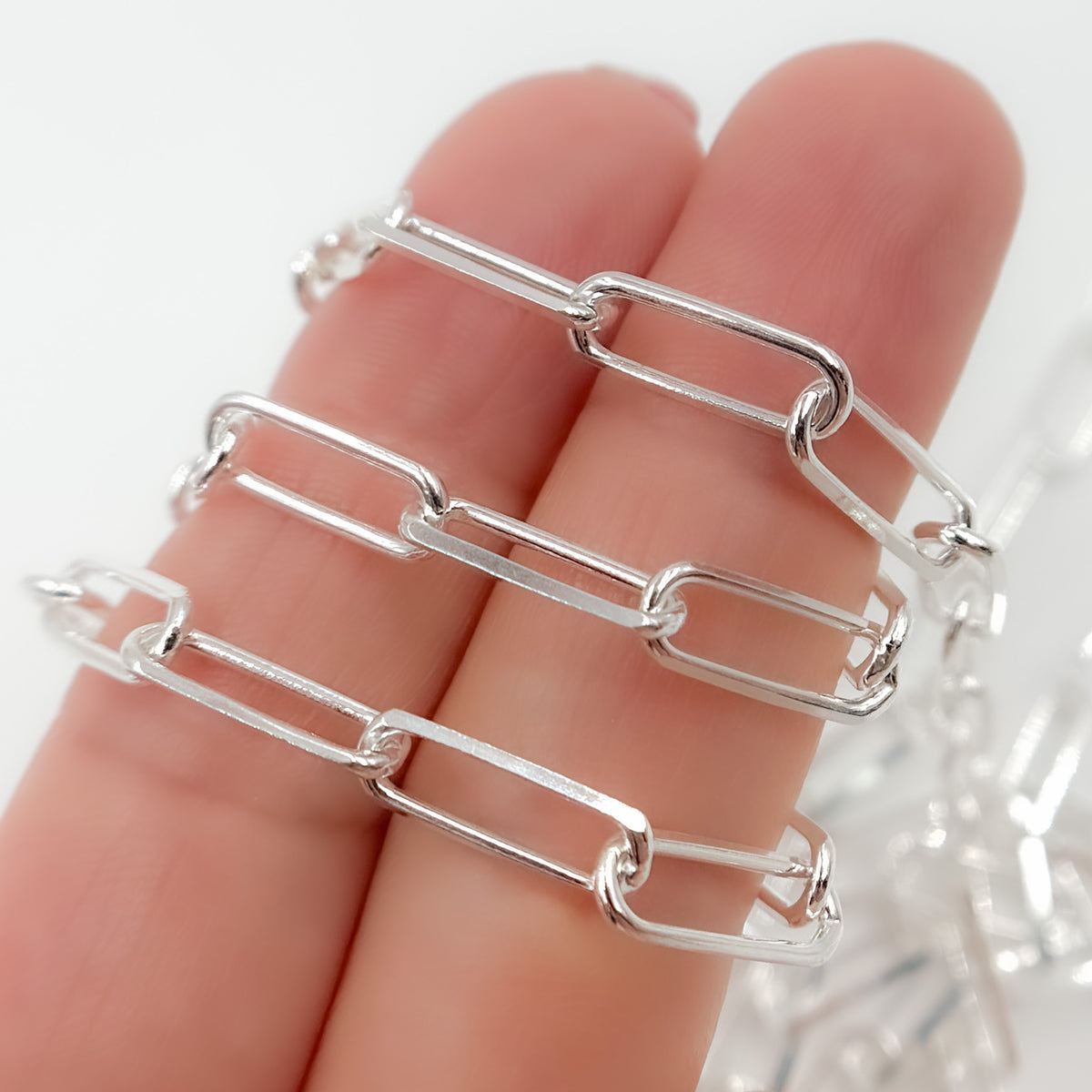 Sterling Silver Diamond Cut Paperclip Chain