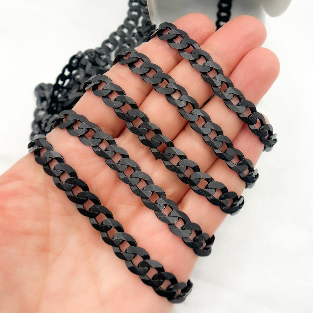 Black Rhodium Matt Sterling Silver Flat Curb Chain
