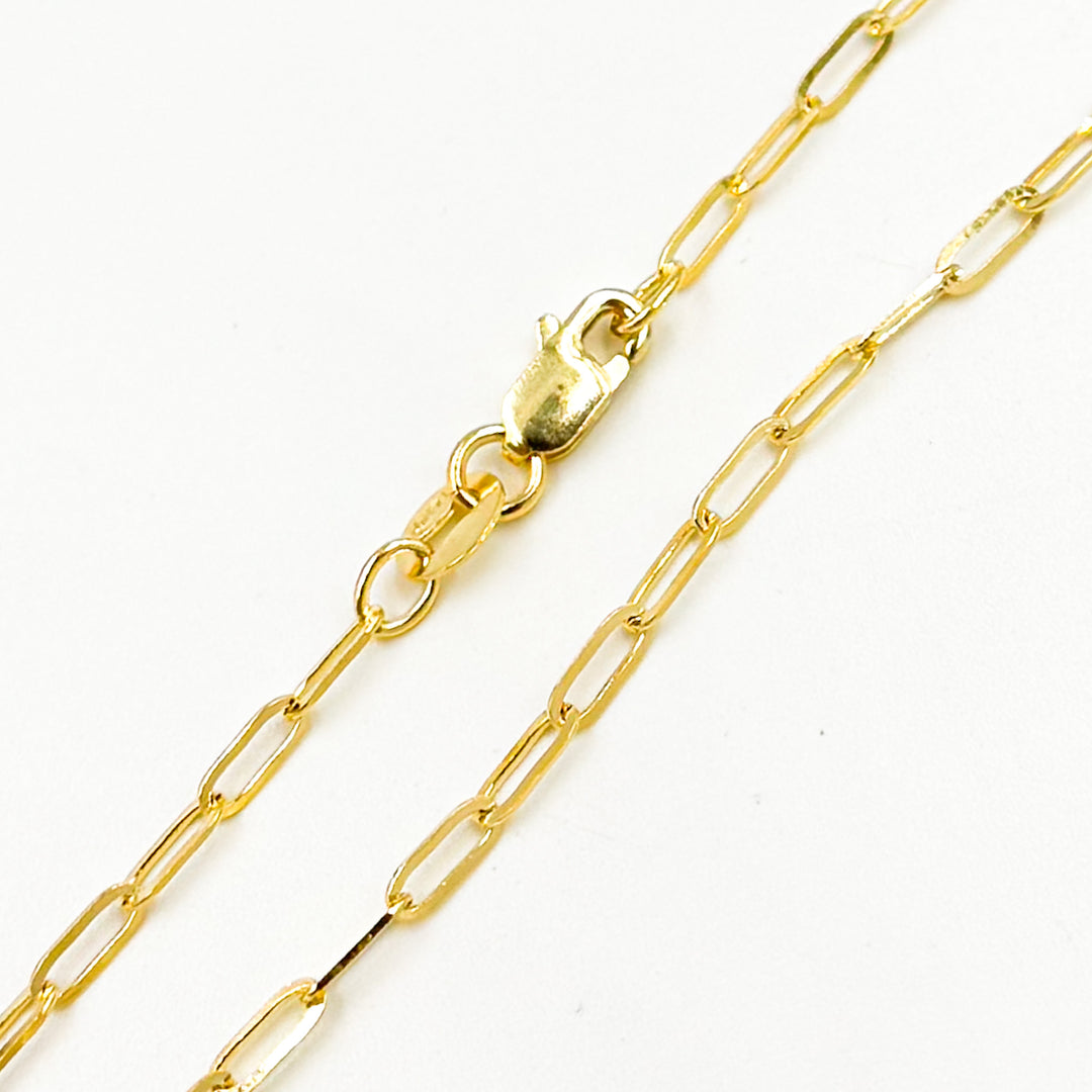 050FVACLL3 Bracelet. 14k Solid Gold Flat Paperclip Bracelet