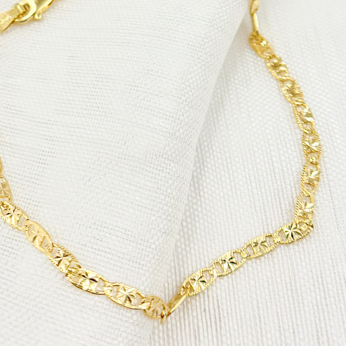 14K Solid Gold Diamond Cut Marina Bracelet