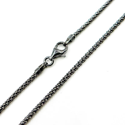 PC180BR. Black Rhodium Sterling Silver Popcorn Necklace