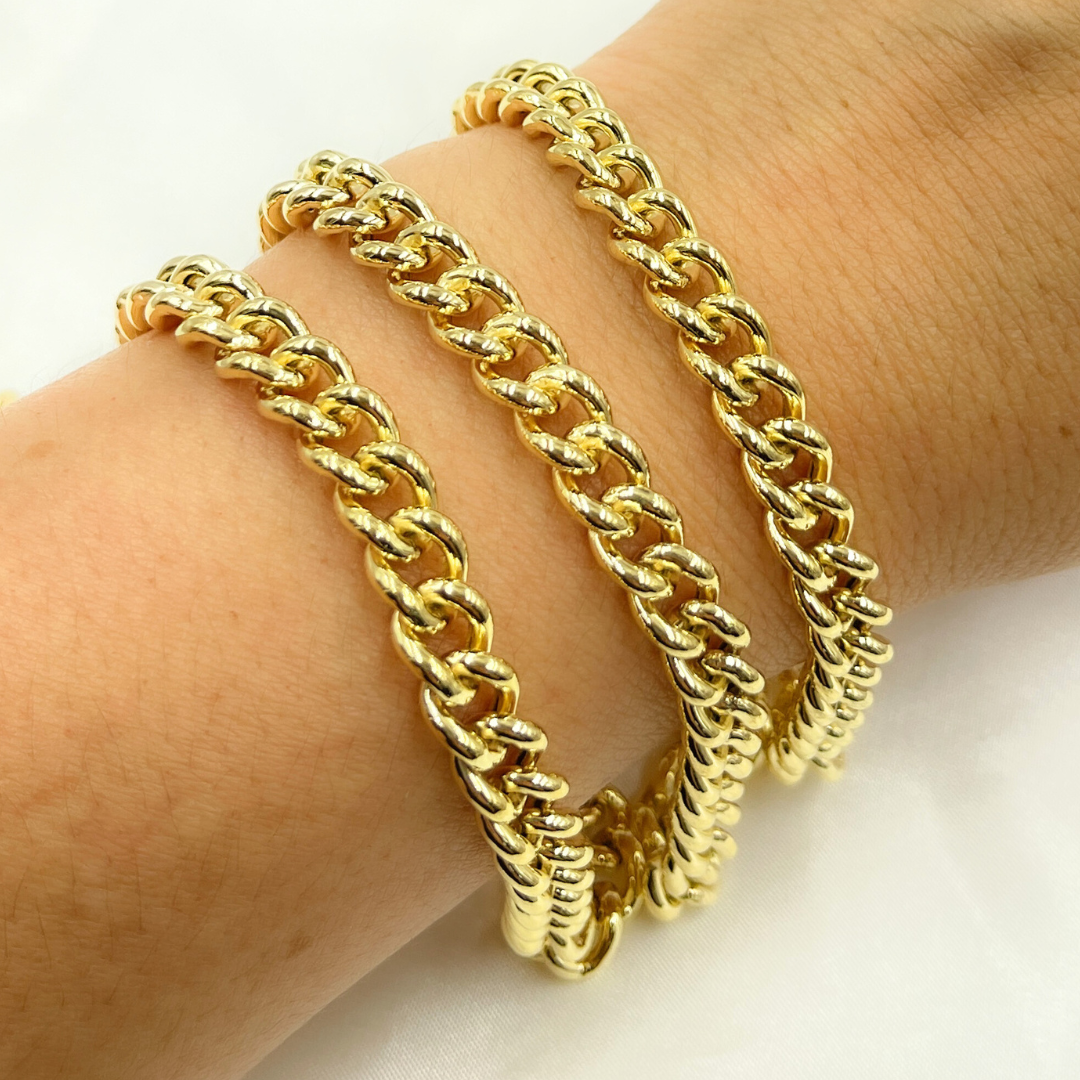 Gold Plated 925 Sterling Silver Hollow Curb Chain. Y4GP