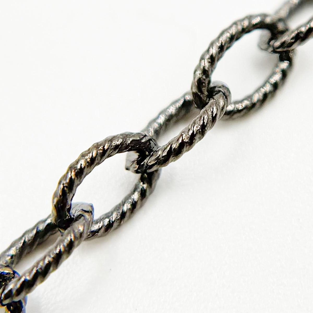 Black Rhodium Sterling Silver Twisted Oval Link Chain