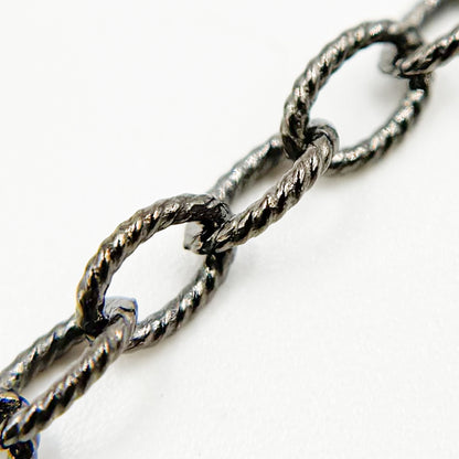 Black Rhodium Sterling Silver Twisted Oval Link Chain
