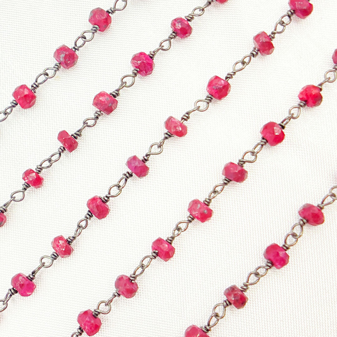 Dyed Ruby Oxidized Wire Chain.
