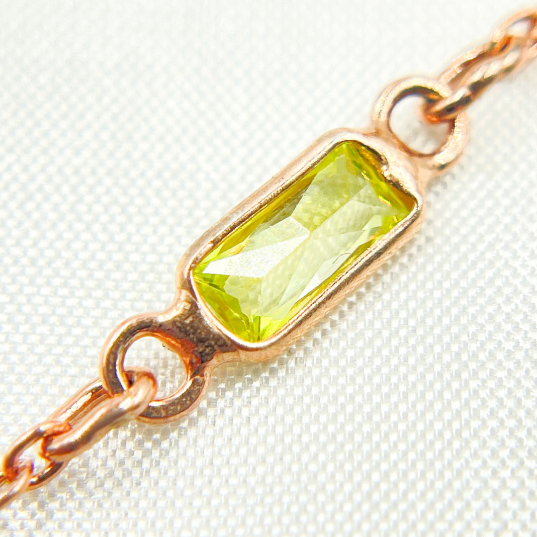 Multi Color Cubic Zirconia Rectangular Shape Connected Chain