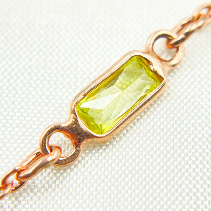 Multi Color Cubic Zirconia Rectangular Shape Connected Chain